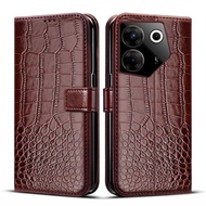 Crocodile PU Leather Phone Case For Tecno Camon 20 Pro 4G 5G Flip Cover Camon 20 Premier 5G