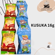 KG - KUSUKA 14G (RUMPUT LAUT) Kusuka Keripik singkong ayam madu cassava leaves seaweed Rumput laut S