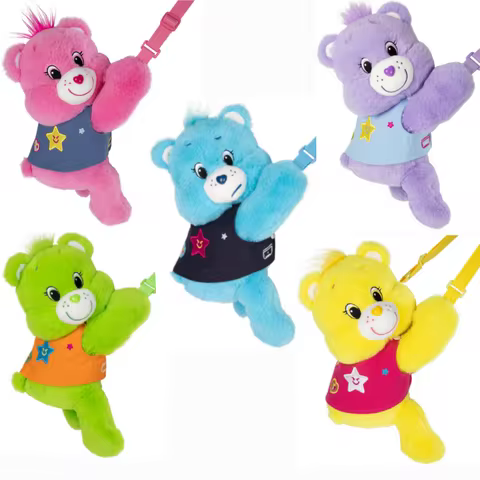 Care Bears 3D Plush Crossbody Backpack 30cm Kawaii Stuffed Animal Bear Shoulder Purse Girls Bag Trav