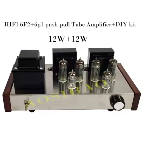 AIYIMA SMSL 6F2 6p1 push-pull Vacuum tube Amplifier 12W+12W HIFI Class A Tube power Amplifier DIY Au