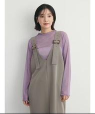 日本品牌紫色木耳荷葉邊邊網紗內搭長袖上衣