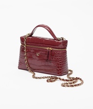 Chanel 鱷魚紋 LP Slim Vanity Case 長盒子 香奈兒鱷魚壓紋lp盒子包 LP 酒紅色 不是黑金 荔枝皮 雙C飯盒包 盒子 紋 牛皮連單連盒 双C饭盒包 25bag CF
