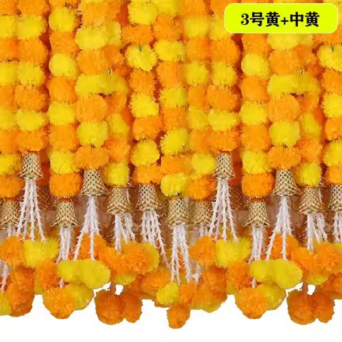 Mexican Dia De Muertos Flower String Artificial Marigolds Diwali Day of The Dead Festival Decoration
