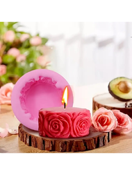 玫瑰形矽膠蠟燭模具,手工皂泥模具,diy手工藝品裝飾