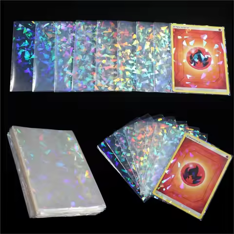 50pcs Laser Flashing Card Sleeves Soft Clear Trading Protector Holder Folder For Pokemon Tcg Game Yu