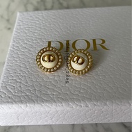 Dior 迪奧 鈕扣珍珠耳夾耳環