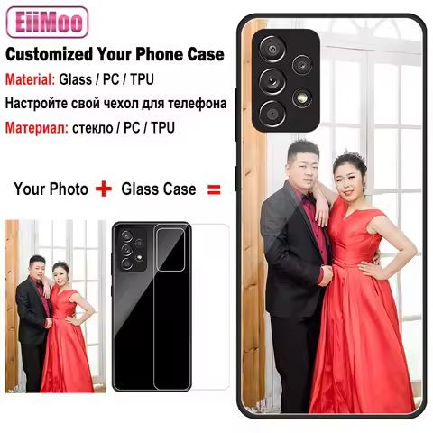 Custom Photo Glass Case For Samsung Galaxy A54 A14 A53 A33 A24 A23 A34 A04 A04S A25 F04 M14 M54 M04