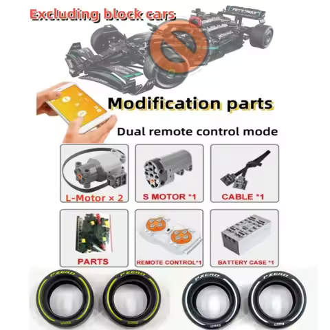 4410 Tire RC Control APP Motor LED Light Set For F1 W14 Performancee Compatible With LEGO 42171 Buil