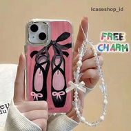 FREE CHARM + MIRROR HEBE CASE BALLERINA BLACK SHOES FOR REALME 7i C11 C12 C15 C17 C20 C21Y C25 C25Y 
