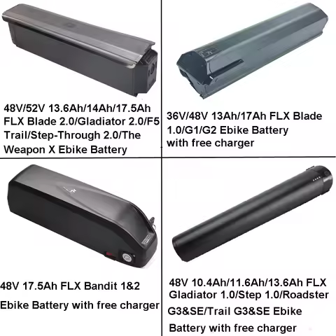 Electric Bike Li-ion Battery 36V 48V 13Ah 13.6Ah 17Ah for FLX Blade Gladiator Step-Through 1.0 2.0 F