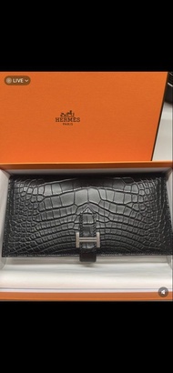 Hermes 鱷魚皮長銀包