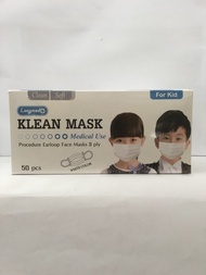 Klean mask เด็ก สีขาว หน้ากากอนามัยทางการแพทย์ 1กล่อง มี50ชิ้น