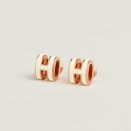 Hermes mini pop H耳環 玫瑰金白