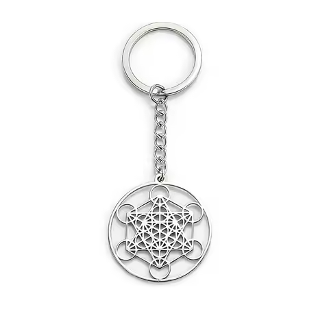 Sacred Geometry Archangel Metatron Pendant Keychains Stainless Steel Key Chain Keyring For Men Women