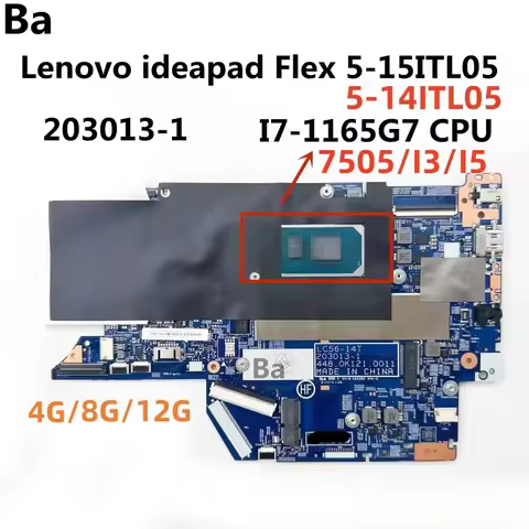 For Lenovo ideapad Flex 5-14ITL05/15ITL05 Laptop Motherboard 203013-1 with I7-1165G7 UMA CPU 8G/12G 