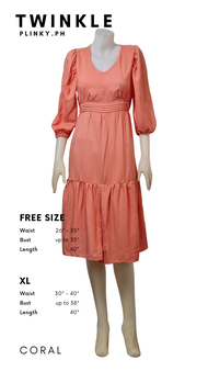 TWINKLE  Dress 3/4 Puff Sleeve Challis Vneck Summer Casual Ladies Dress Midi Women's Fashion Clothes