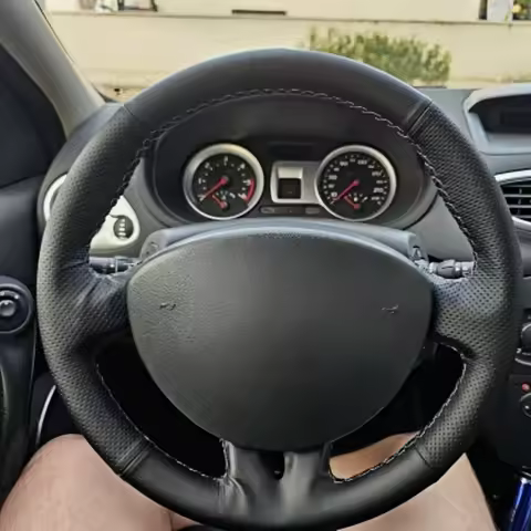 Customization Hand Sewing Microfiber Leather Car Steering Wheel Cover For Renault Clio 3 2008 2009 C