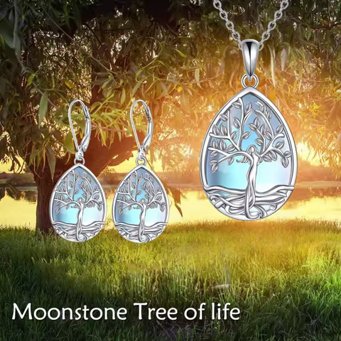 3-piece Tree of Life necklace and earring set, mysterious meaning natural style jewelry set gift