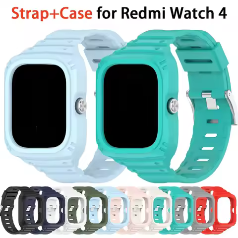 Silicone Case+Strap for Redmi Watch 4 Smartwatch Replacement Sport Wristband Bracelet Belt for Xiaom
