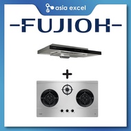 FUJIOH FR-MS1990R BLACK GLASS 90CM SLIMLINE HOOD + FUJIOH FH-GS6530 SVSS 3 BURNER STAINLESS STEEL GAS HOB