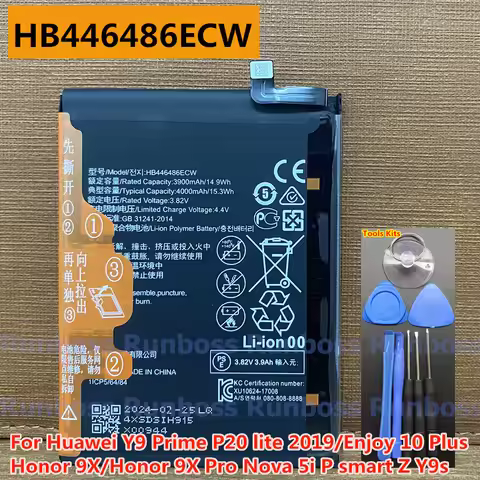 New HB446486ECW 4000mAh Battery For Huawei Honor 9X STK-LX1 STK-LX2 STK-L22 HLK-LX1 HLK-L21 HLK-L41 