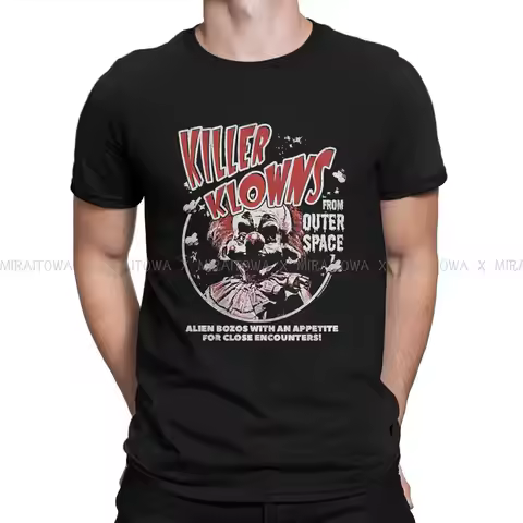 Alien Bozos TShirt For Men Killer Klowns from Outer Space horror Film Clothing Fashion T Shirt Soft 