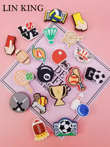 Cute Soccer Tennis Bowling Sports Shoe Charms Decorations Diy Buckle Accessories Design Clog Garden 