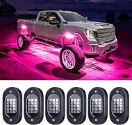 Honalia LED Rock Lights for Trucks 6 pods, RGB Rock Lights for UTV with Bluetooth Control, Multicolo