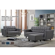 Sofa   3009 Sets 3 Seater + Stool Fabric Sofa Grey Sofa Living Room SOFA