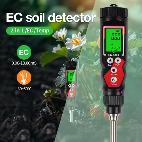 EC8801 EC Temp Soil Tester Detector Backlight Electrical Conductivity Meter for Greenhouse Agricultu