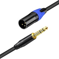 Male XLR to 1/4 Inch (6.35mm) TS Mono Jack Microphone Cable, Unbalanced 3 Pin XLR Male to Quarter in