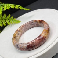 磚紅紫珊瑚玉手鐲 55MM 高瓷玉化 檸檬片鳳尾紋 友誼平衡生機幸運