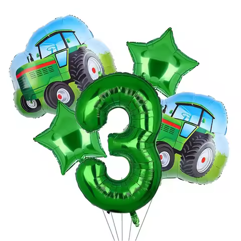 5Pcs/kit Big Tractor Helium Balloons 32inch Number Foil Balloon Farm Theme 3rd 4th 5th Birthday Part