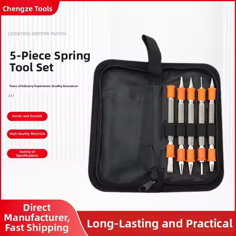 5 Piece Spring Punch Set Includes 1/32 inch 1/16 inch Nail Punch 3/32 inch 1/8 inch Pin Punch Center