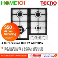 Tecno Stainless Steel Cooker Gas Hob 4 Burners  TA 608TRSV || TA608TRSV - LPG / PUB - FREE INSTALLATION