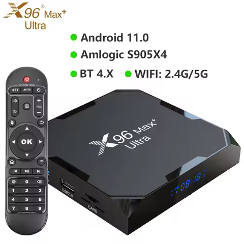 X96 Max+ Ultra Amlogic S905X4 TV BOX Android 11 4G 32GB 64GB AV1 8K 2.4/5G Dual Wifi BT Media Player