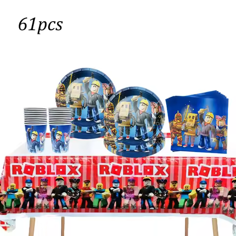 Roblox Birthday Party Decorations Supplie Roblox Celebration Party Disposable pennant Tablecloth Cup