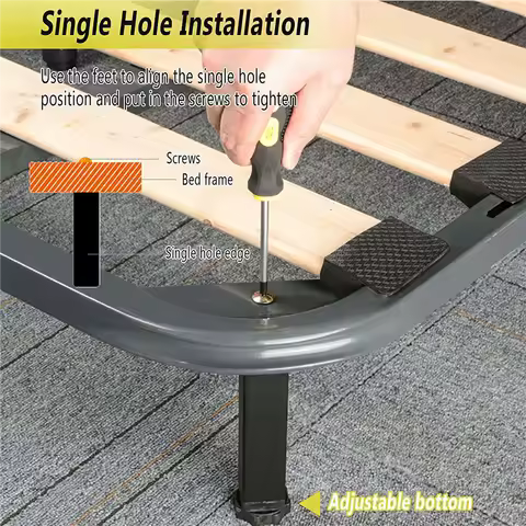 2025+4Pcs Metal Furniture Support Legs, Adjustable Height 20 to 22cm Heavy Duty Bed Center Frame Sla
