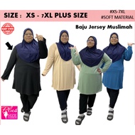 Muslimah Jersey Shirt Soft Material xs-7xl Plussize Plain Jersey Women