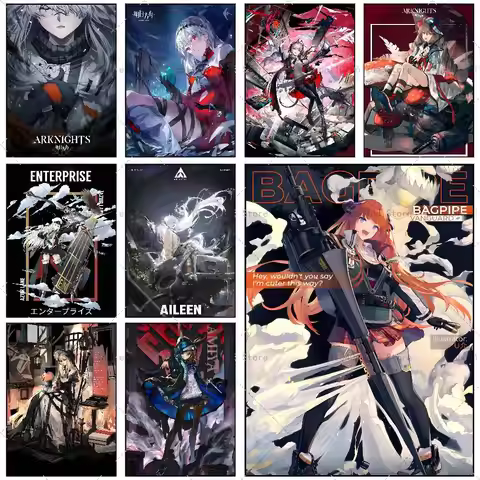 Anime Arknights Poster Self-adhesive Art Waterproof Paper Sticker Coffee House Bar Room Wall Decor