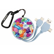 THE HOOD - (藍色) 迪士尼 玩轉腦朋友2 - 玩轉腦朋友圖案 PD快充多合一伸縮鏡面充電線 便攜可仲縮式 Lightning to Type C叉電線 -5790