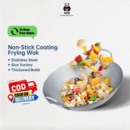 WB Kuali 24/28/32/36/40/45cm Stainless Steel with Golden Handle for Gas Stove Stainless Steel Plain 