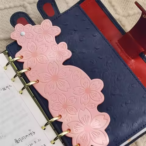 A5/A6/A7/A8 Sakura Geniune Leather Index Pages Loose Leaf Binder Dividers Cute Agenda 3 Holes Sepera