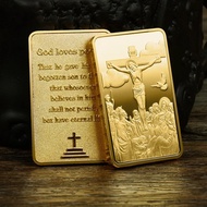 Jesus ศาสนาคริสต์ทองคำแท่งชุบทองของที่ระลึกพระเจ้ารักคนสะสมเหรียญชุดสะสมเหรียญสำหรับบ้าน