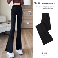 Women Black Casual Flare Pants Women's High Waist Stretch Slim Micro Pants