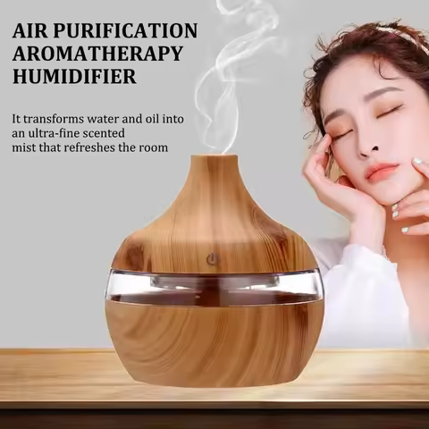 300ml Wood Ultrasonic Humidifier Electric Aroma Air Diffuser Essential Oil Aromatherapy Cool Mist Ma