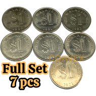 Malaysia RM1 Parliament Coin Set | 1971–1986 Full 7pcs | Vintage Collectible Coins