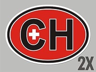 2 Switzerland Swiss CH Oval Stickers Flag Decal Bumper car Bike Emblem CL059