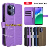 Diamond Texture Flip Leather Phone Case For Vivo Y05 Y04 Y03 Y 05 04 03 Y04S VivoY05 VivoY04 VivoY03