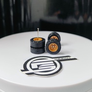 R033 - Hot Wheels 1/64 Rubber Wheels Fifteen52 4x4 Offroad Tayar Getah 14mm JDM Medium Axle | Brown